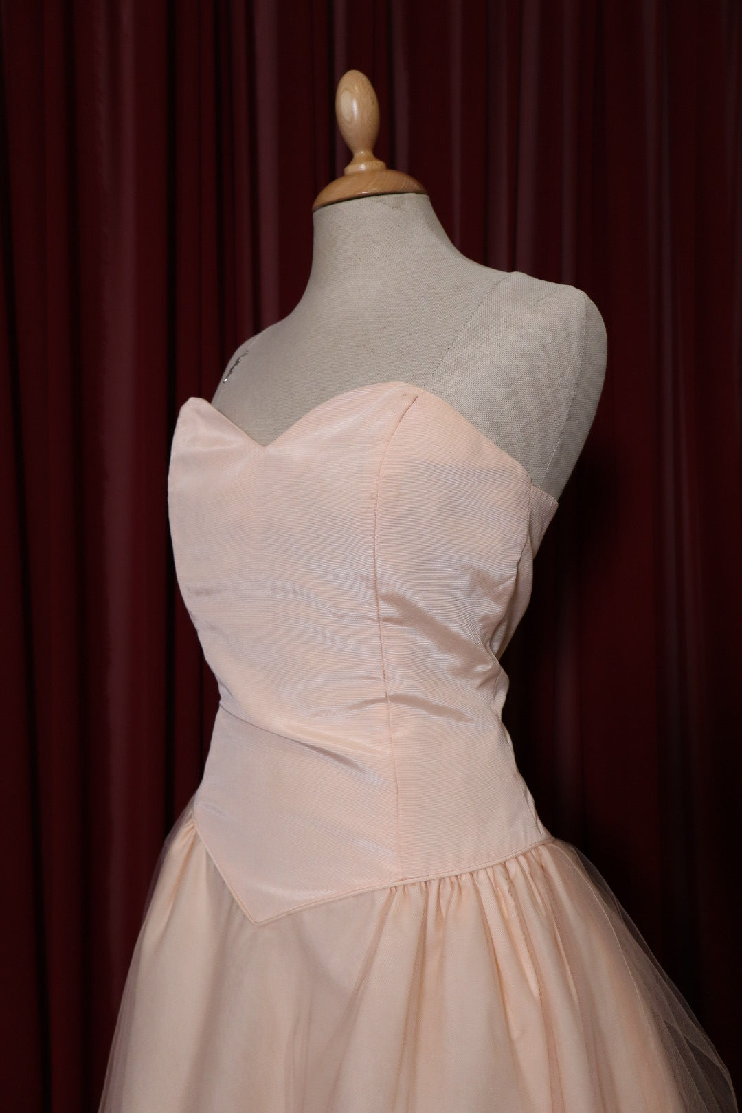 1955’s soft pink prom dress with basque waistline, size M