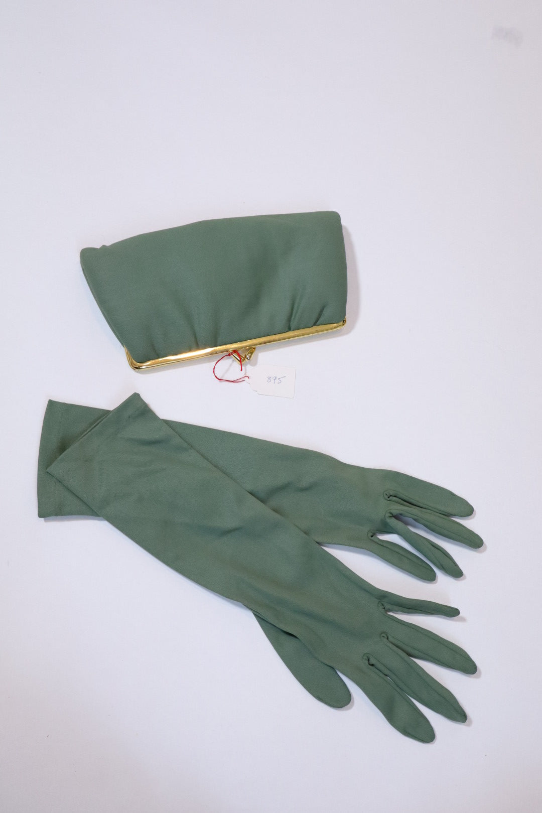 Khaki 1960’s deadstock clutch & gloves set
