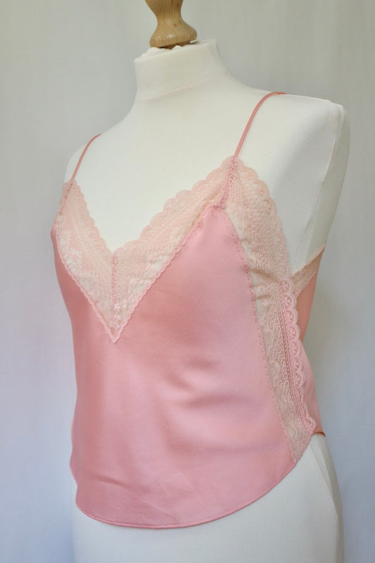 Pink Christian Dior top satin with lace sides size XL