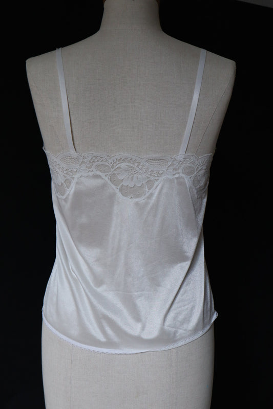 Satin with lace white cami top size M