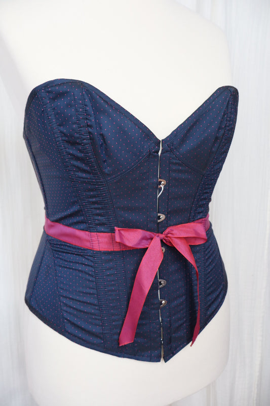 Corset Agent Provocateur dark marine blue with pink polkadots size L
