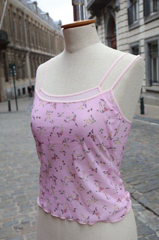 Floral pink cami top size S