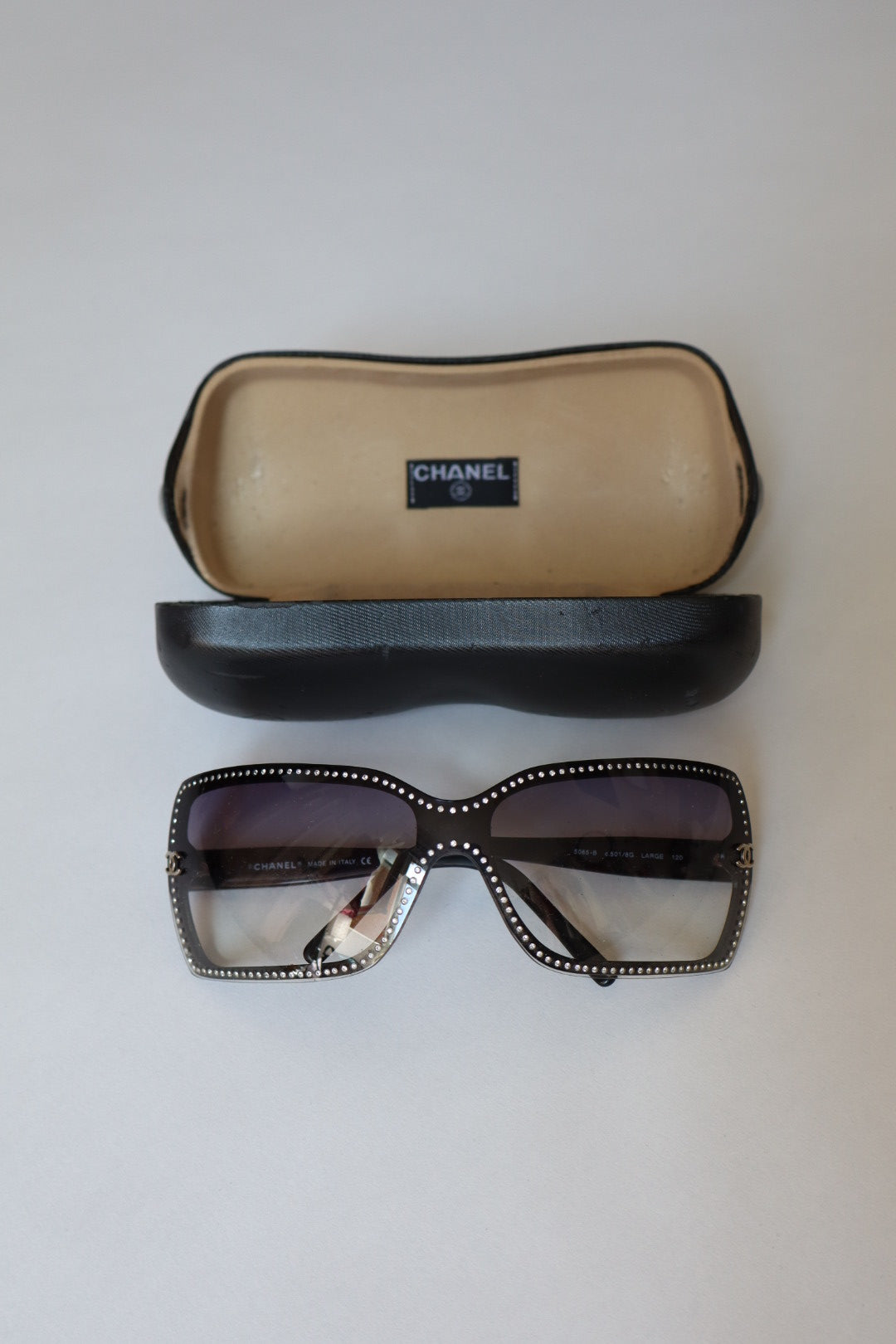 Chanel rhinestones trim black sunglasses, late nineties