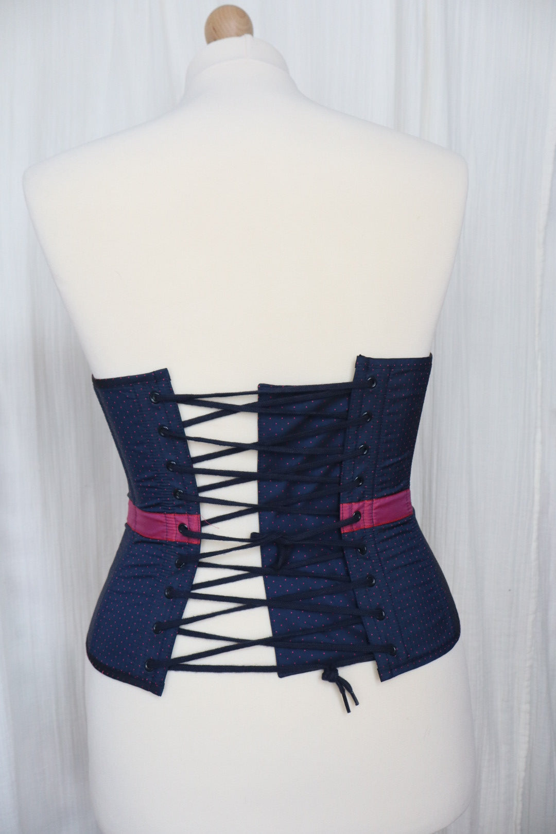 Corset Agent Provocateur dark marine blue with pink polkadots size L