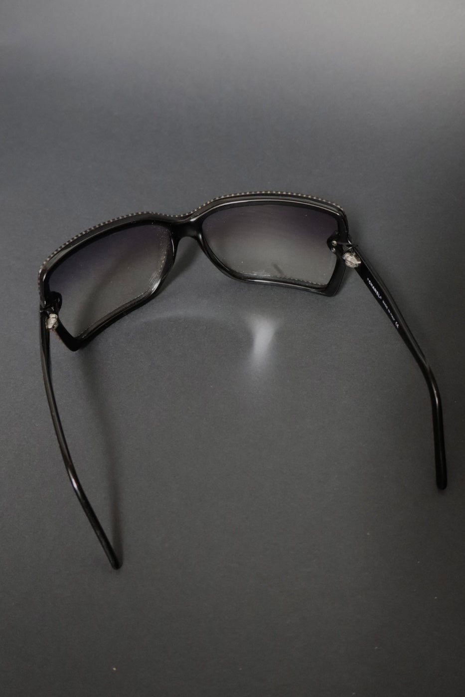 Chanel rhinestones trim black sunglasses, late nineties