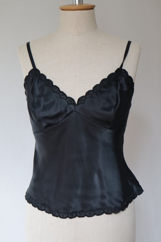 Christian Dior black satin top size medium