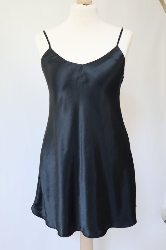 Black satin slipdress size Large