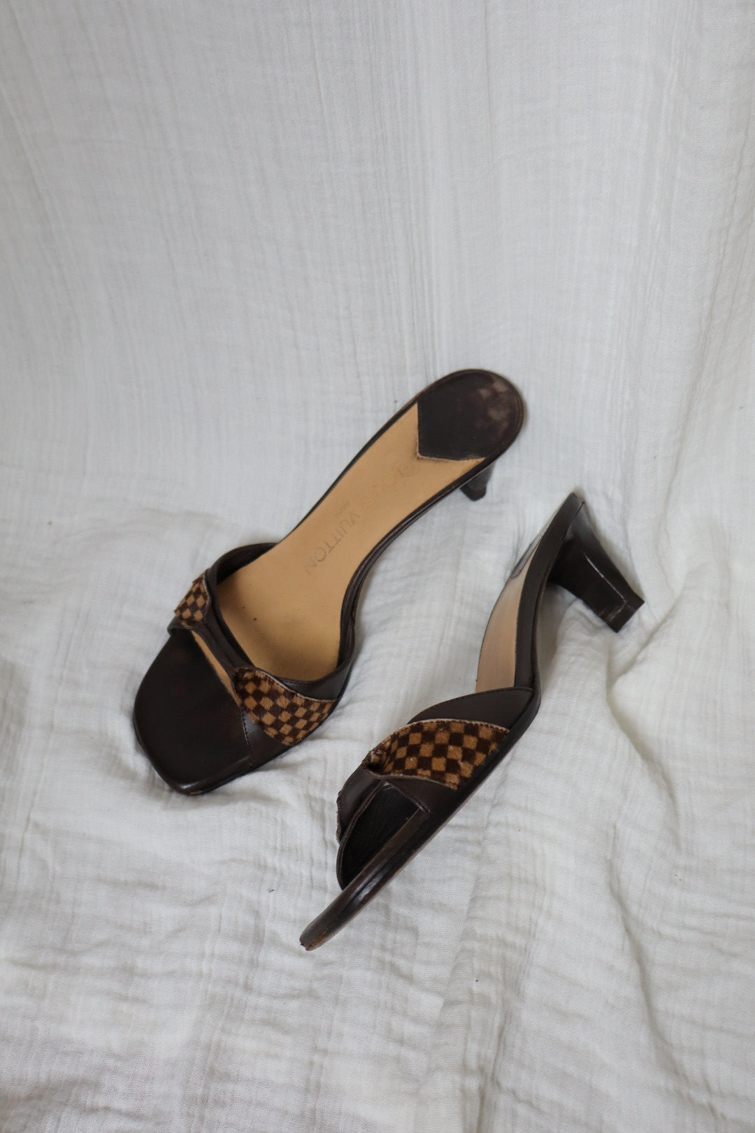 Louis Vuitton mules with ponyhair checkered pattern size 36 (us 5.5)