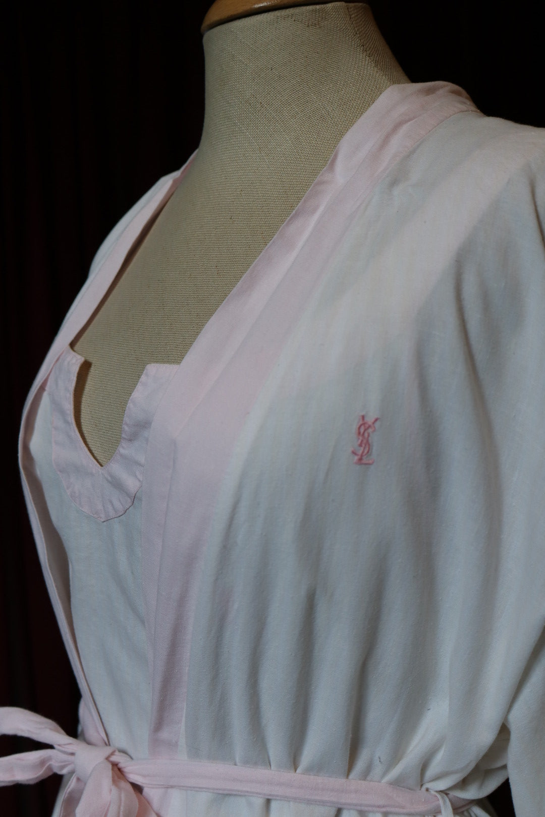 Yves Saint Laurent soft pink coton slipdress & robe set