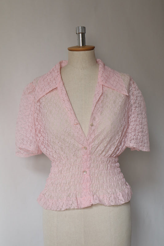 1980’s pink lace top size XS to M