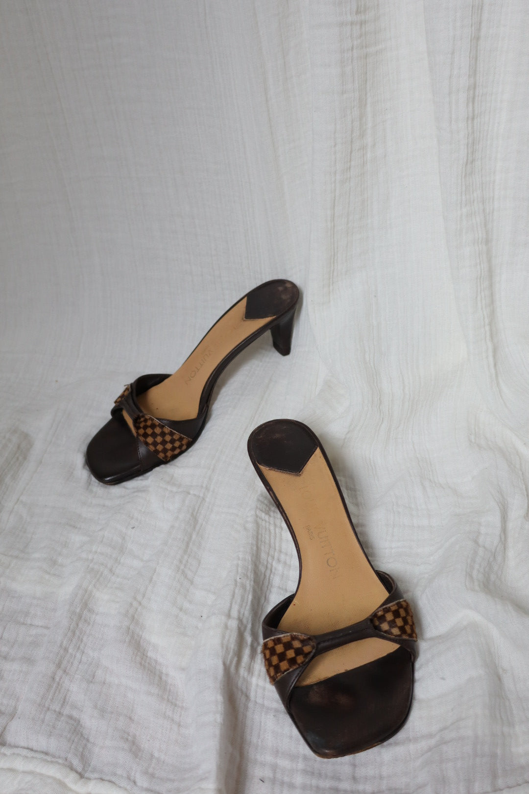 Louis Vuitton mules with ponyhair checkered pattern size 36 (us 5.5)