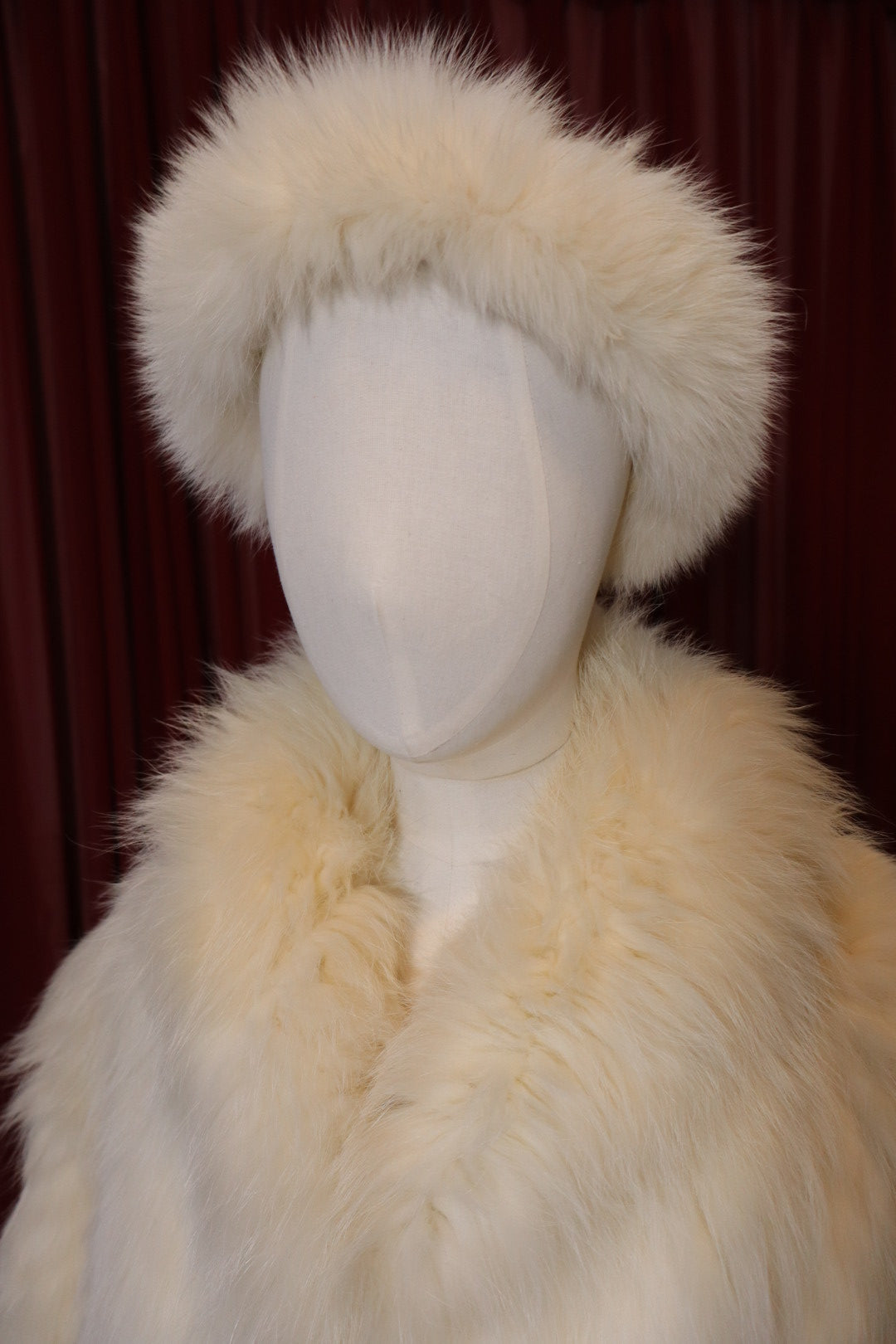 Luxurious white fox fur coat