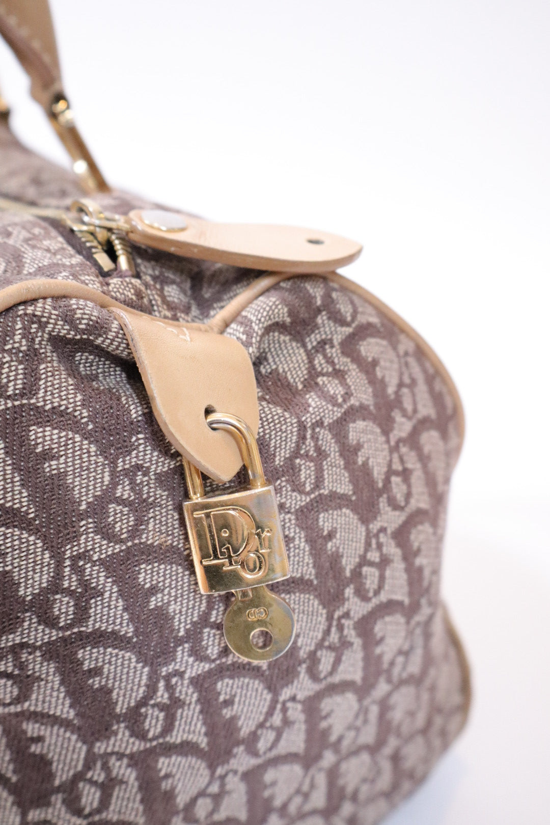 Dior brown monogram/oblique trotter Boston bag