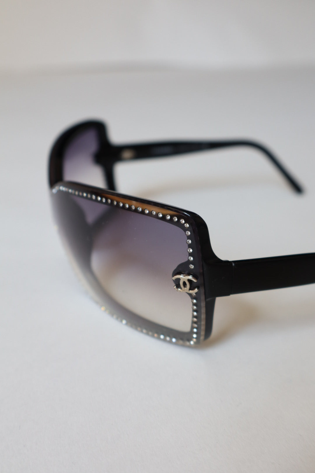 Chanel rhinestones trim black sunglasses, late nineties