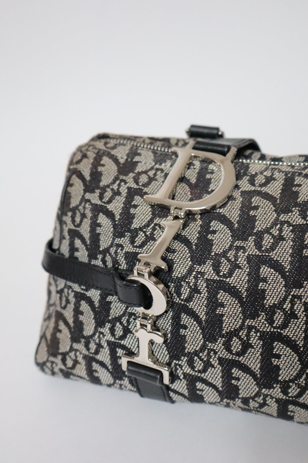 Dior F/W 2004 trotter spellout bag - grey & black oblique print diorissimo