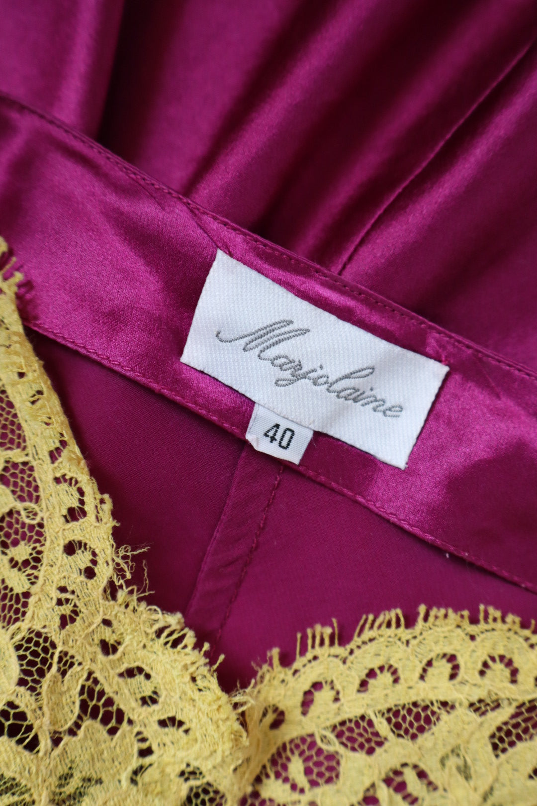 100% silk Marjolaine slipdress size M, purple with contrasting lace