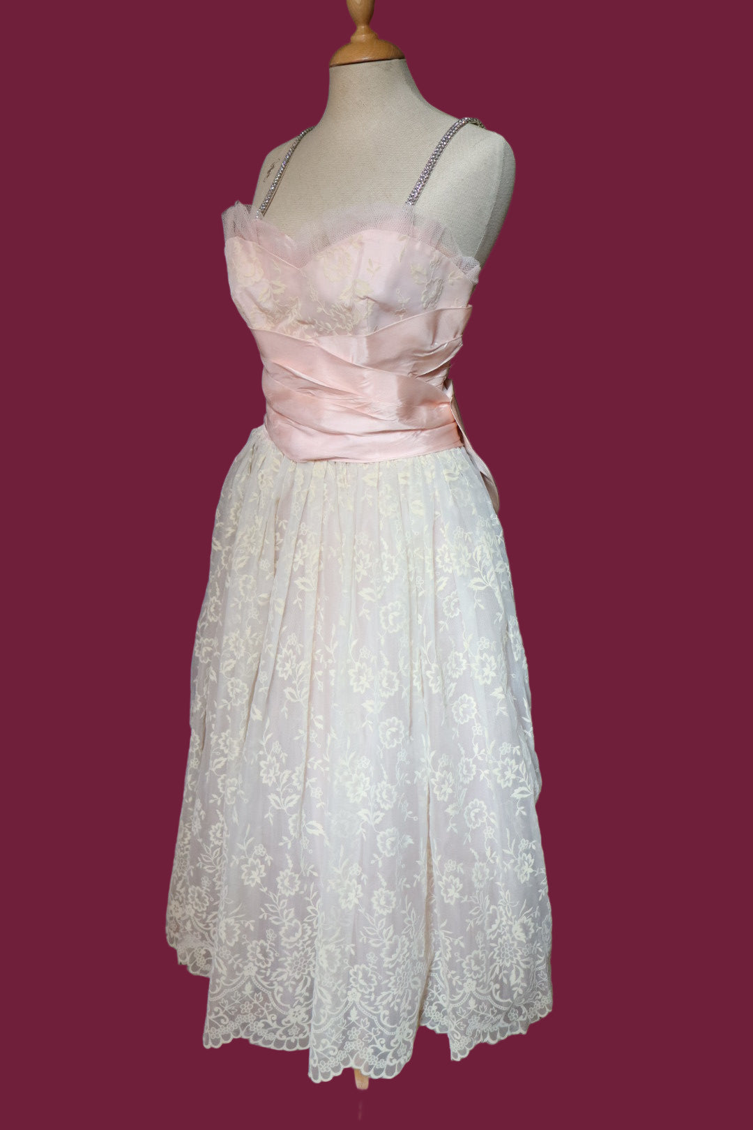 Rare 1950’s pink cocktaildress / ballgown size L