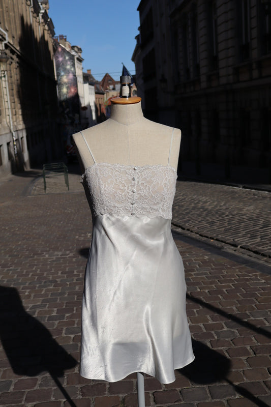 White satin slipdress with lace details size  S