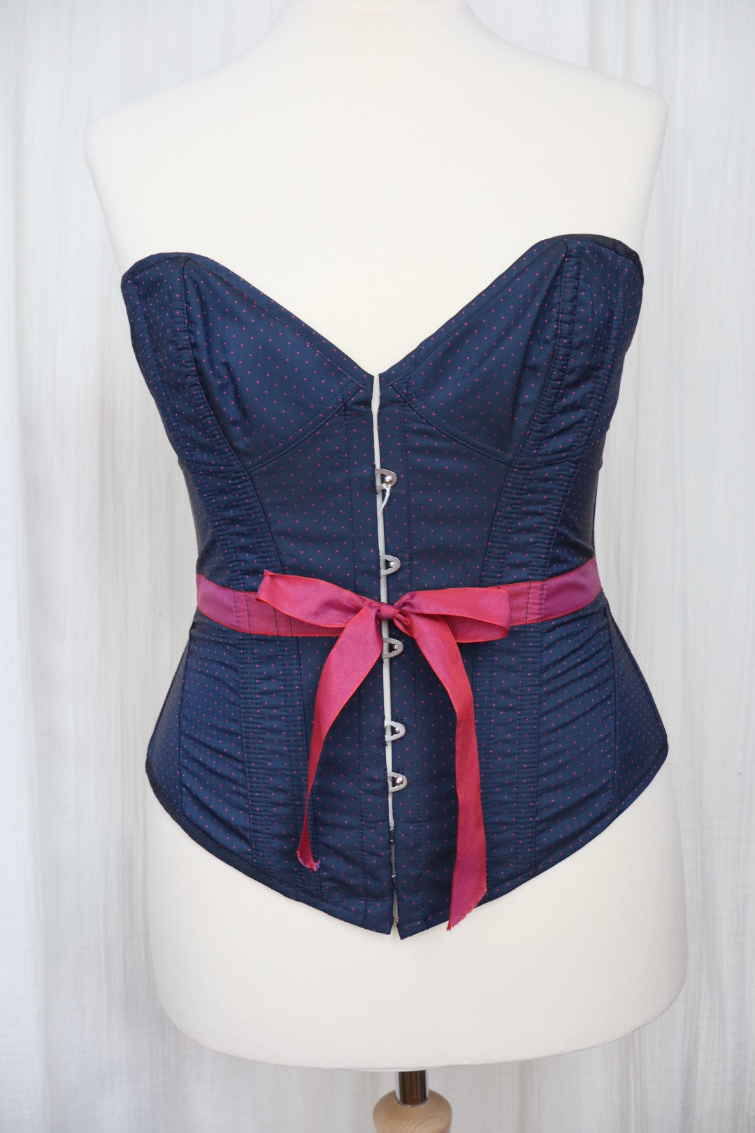 Corset Agent Provocateur dark marine blue with pink polkadots size L