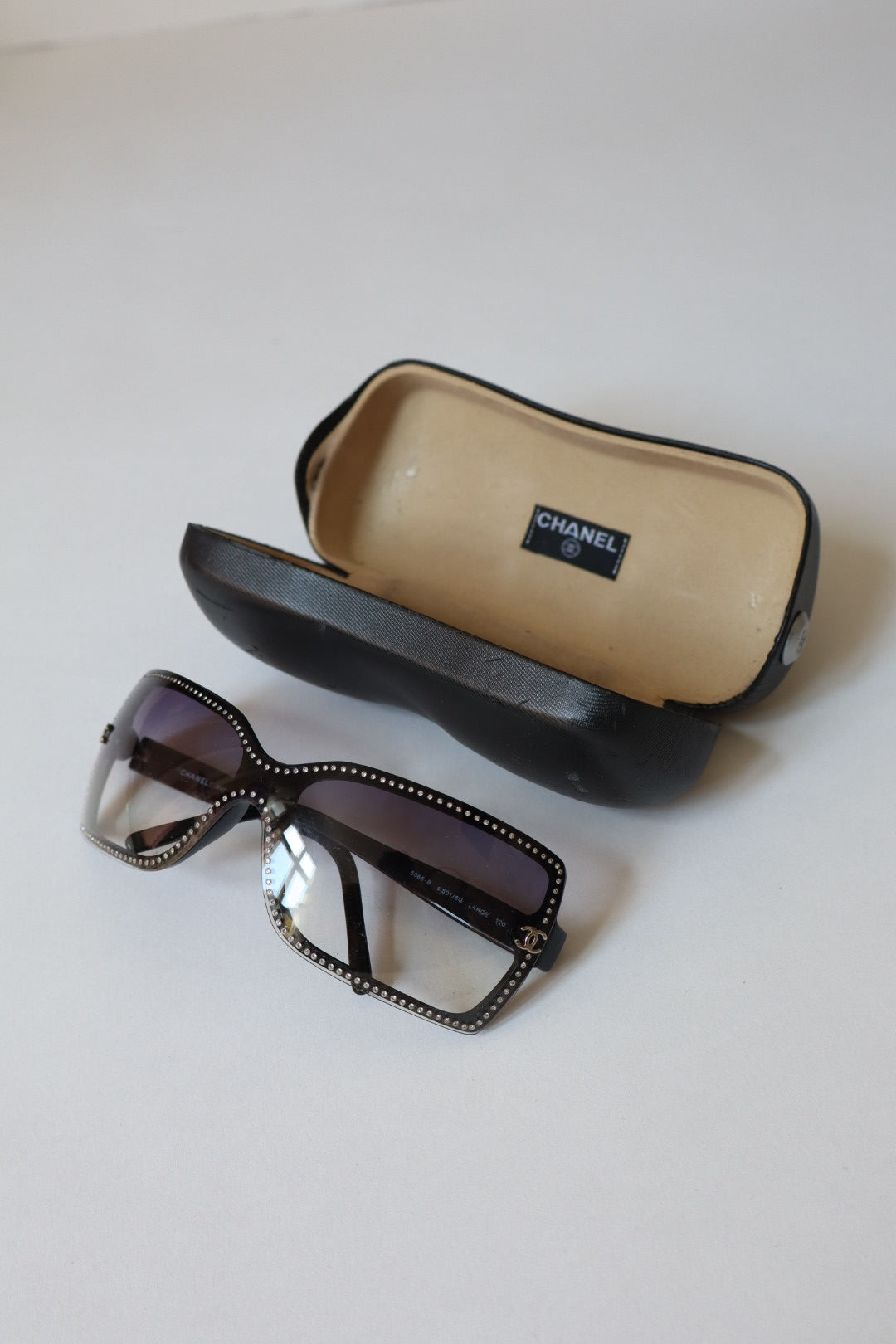 Chanel rhinestones trim black sunglasses, late nineties