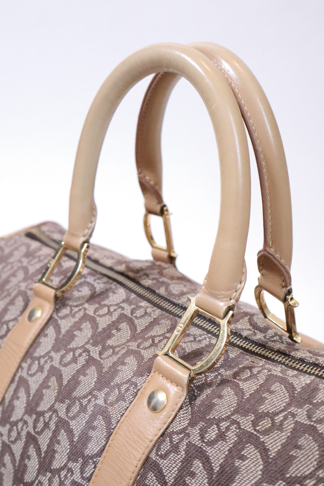Dior brown monogram/oblique trotter Boston bag