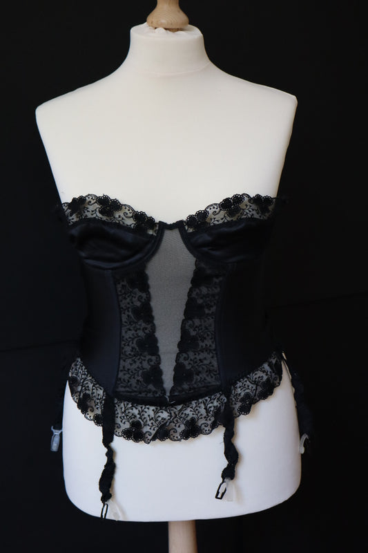 Black lace bustier size Large FR95C / EU80C / US36C, made in France