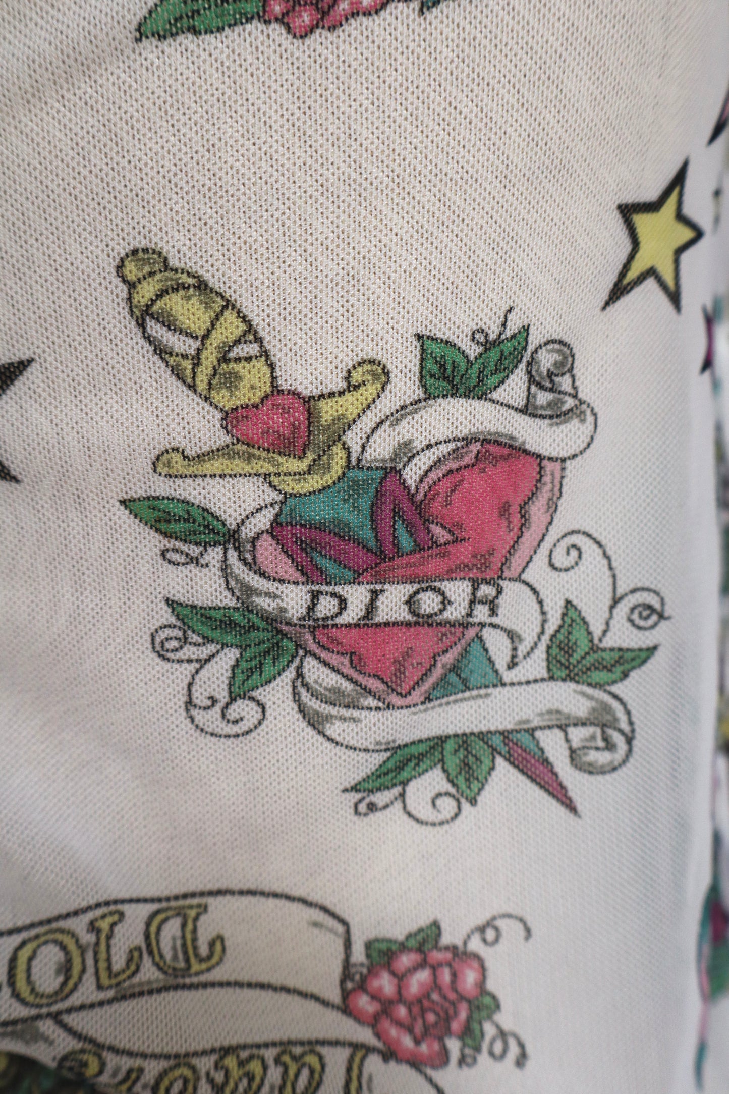 Dior by John Galliano S/S 2004 gypsy tattoo print see trough cardigan - size S up to L