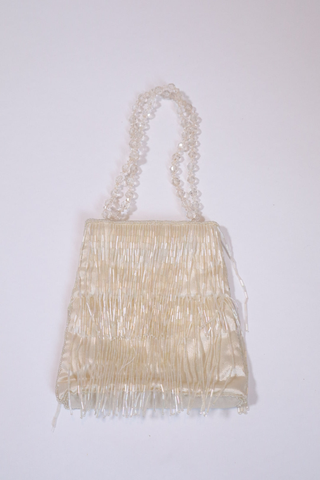 Crème beaded satin purse