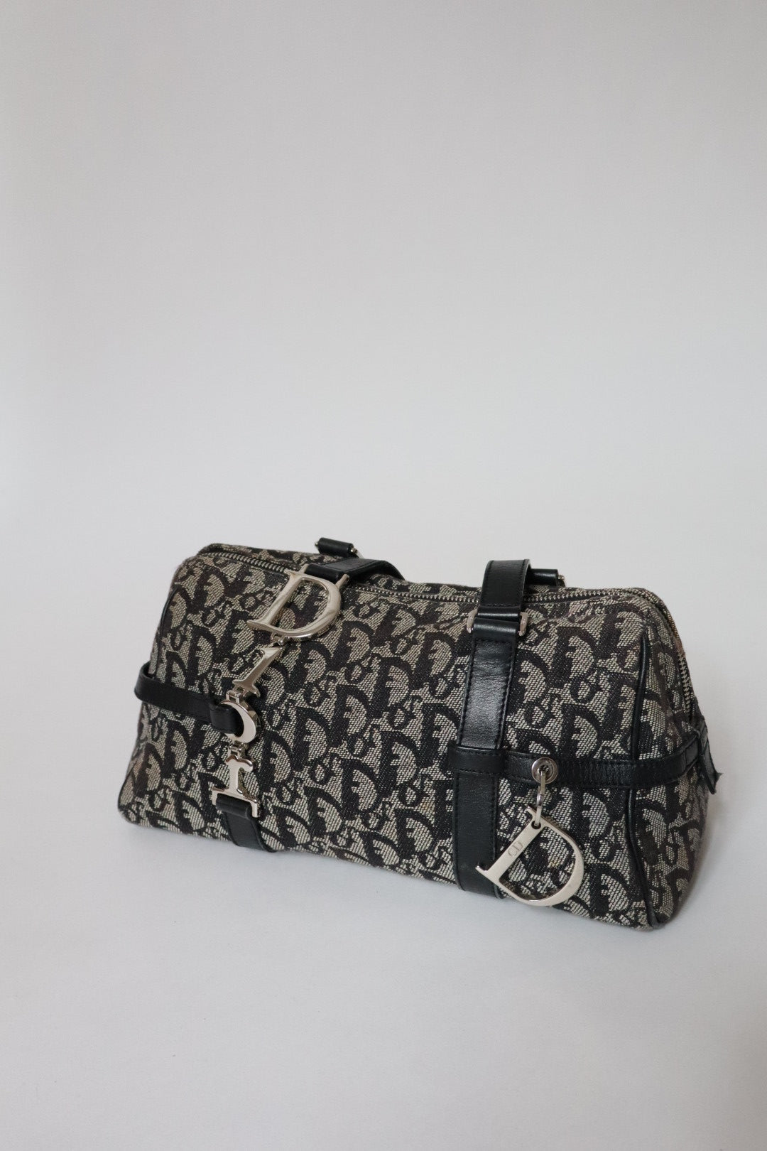 Dior F/W 2004 trotter spellout bag - grey & black oblique print diorissimo