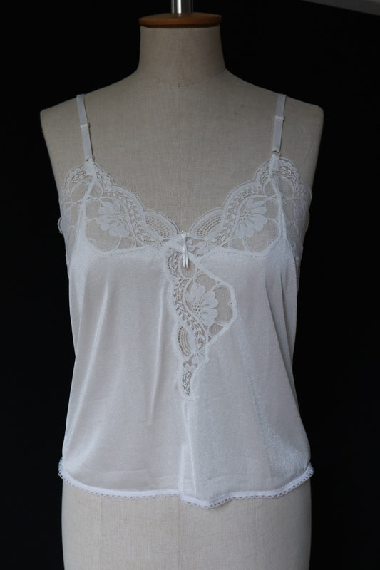 Satin with lace white cami top size M