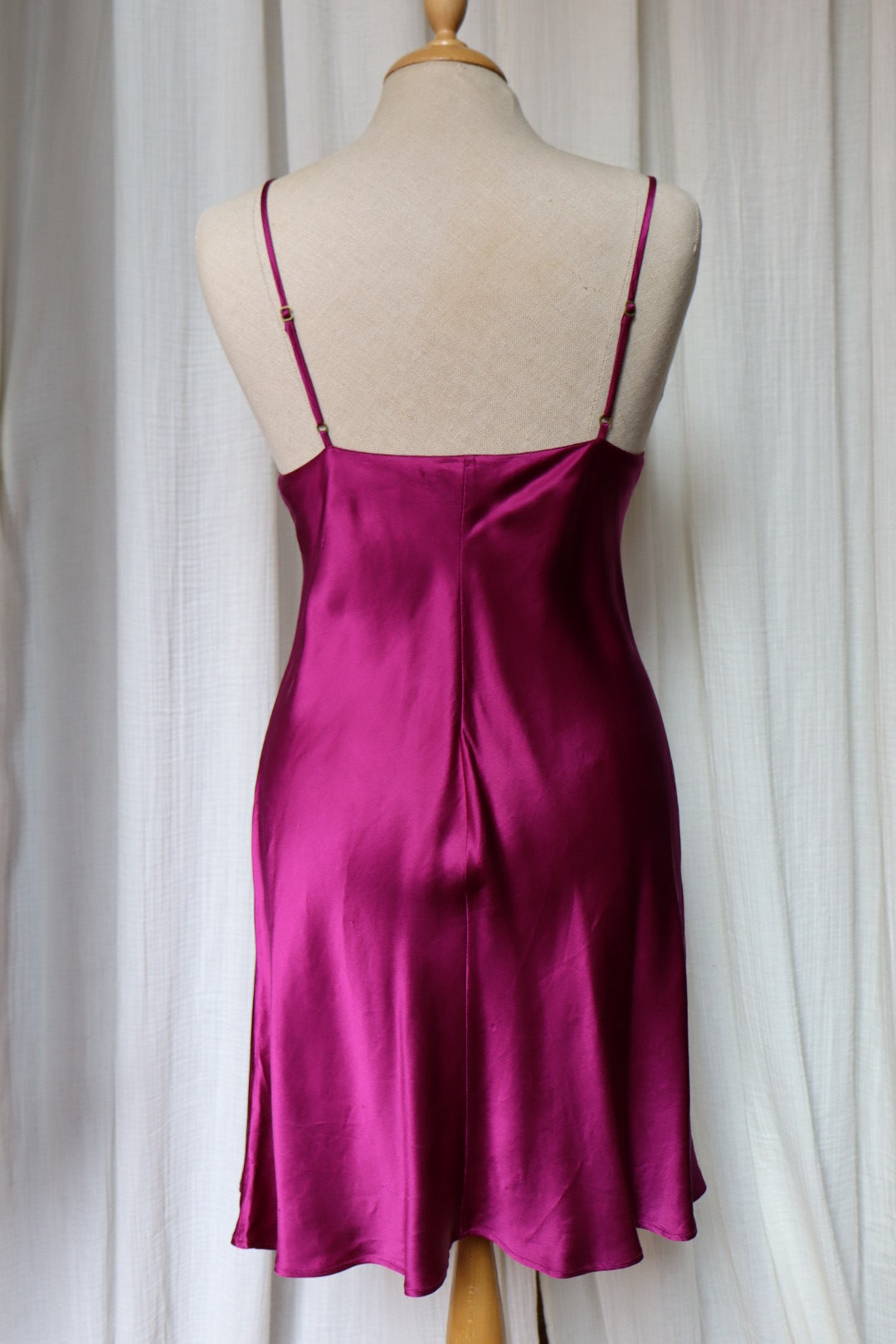 100% silk Marjolaine slipdress size M, purple with contrasting lace