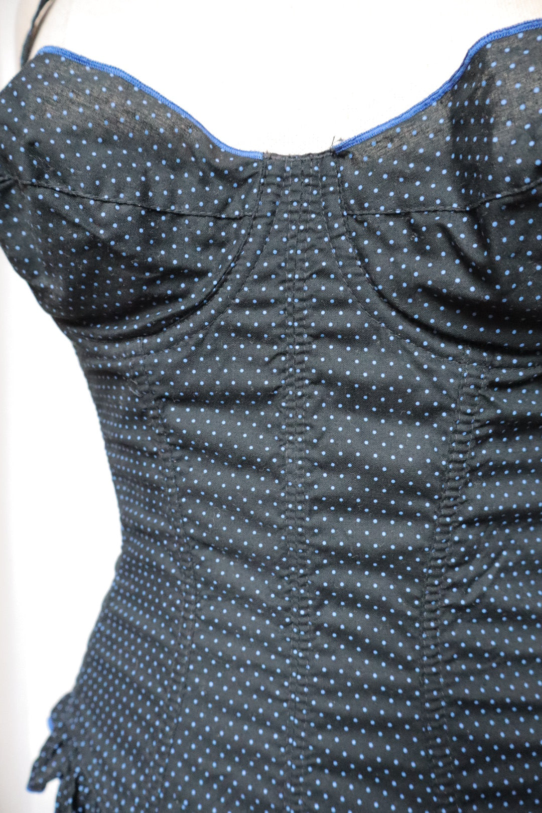 Black with navy polkadots bustier - size M (EU75B / FR90B / US34B) - 80% cotton