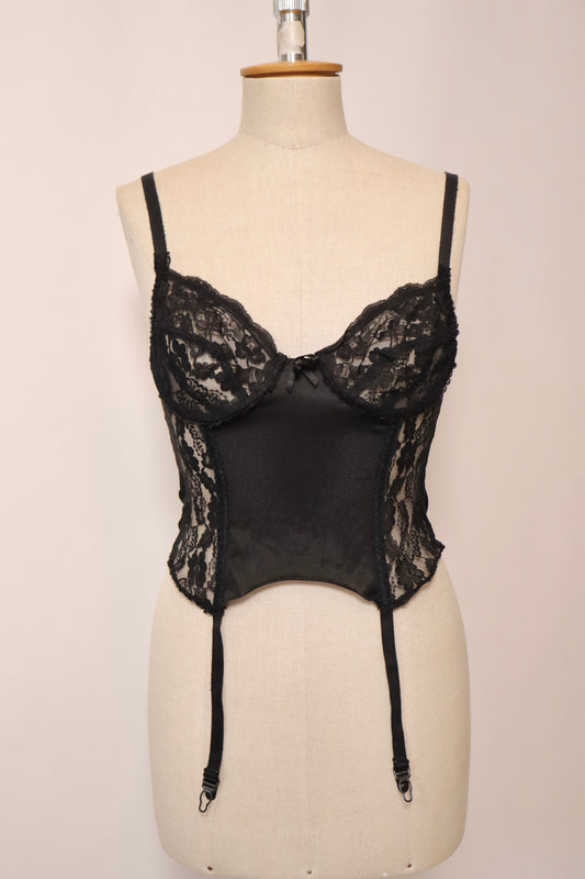 Black bustier with lace sides and cups size M