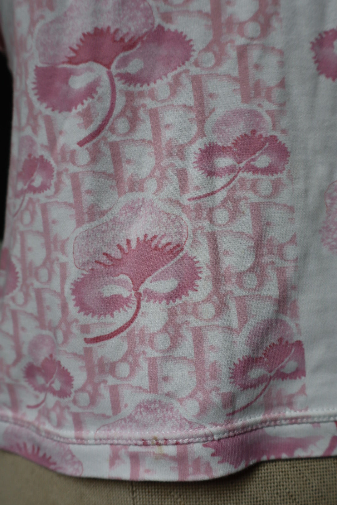Dior by John Galliano S/S RTW 2004 girly collection T-shirt, pink cherryblossom oblique print size M/L