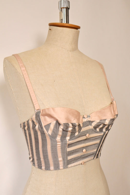 Striped 1970’s bustier jeans & soft pink size eu70B / FR85B / US34b