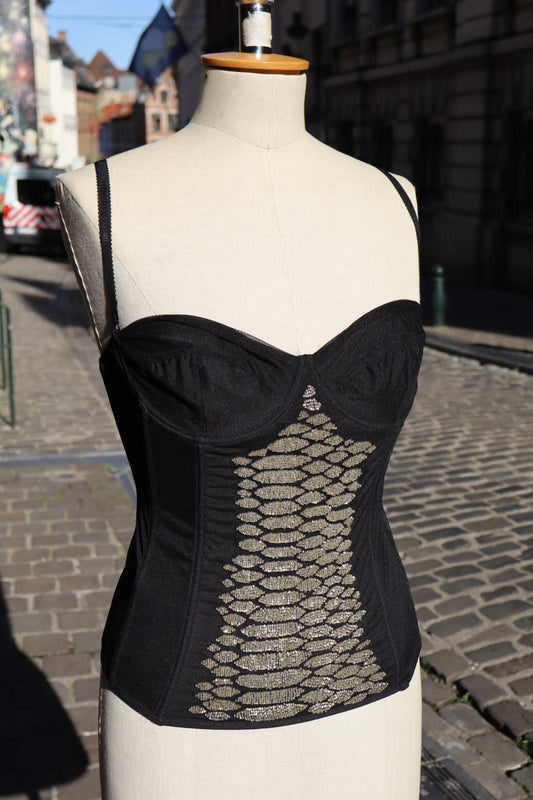 Roberto Cavalli beaded black bustier size L