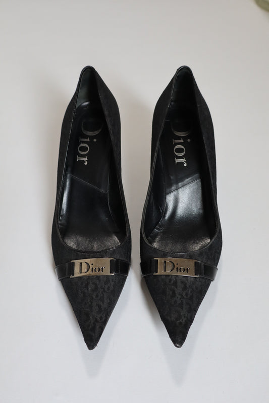 Dior by John Galliano fall/winter 2005 black oblique heels size 37.5 / us7