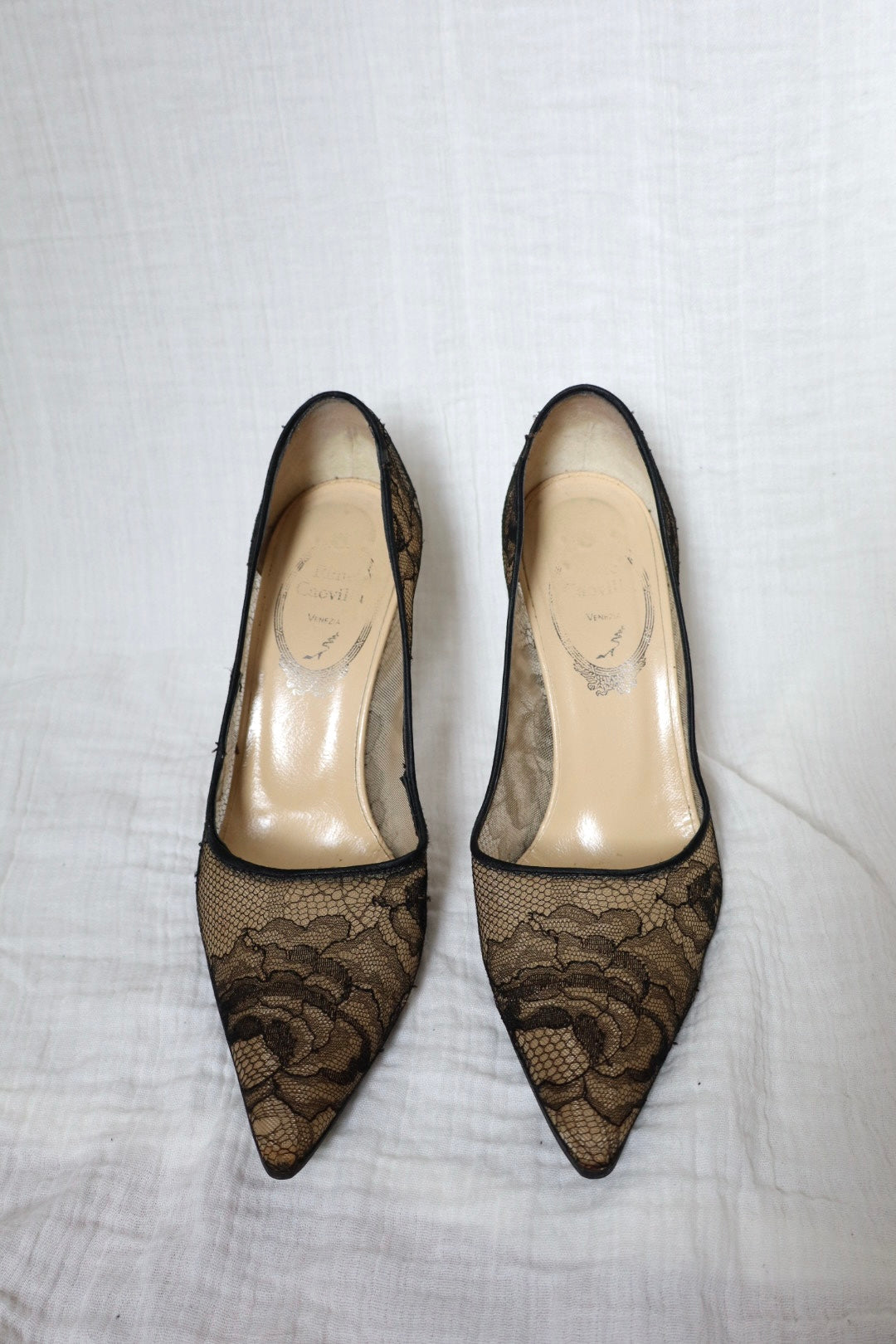 Rene Caovilla transparent lace heels size 38.5 (us 8)