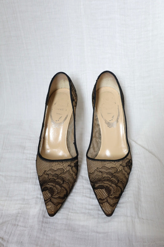 Rene Caovilla transparent lace heels size 38.5 (us 8)