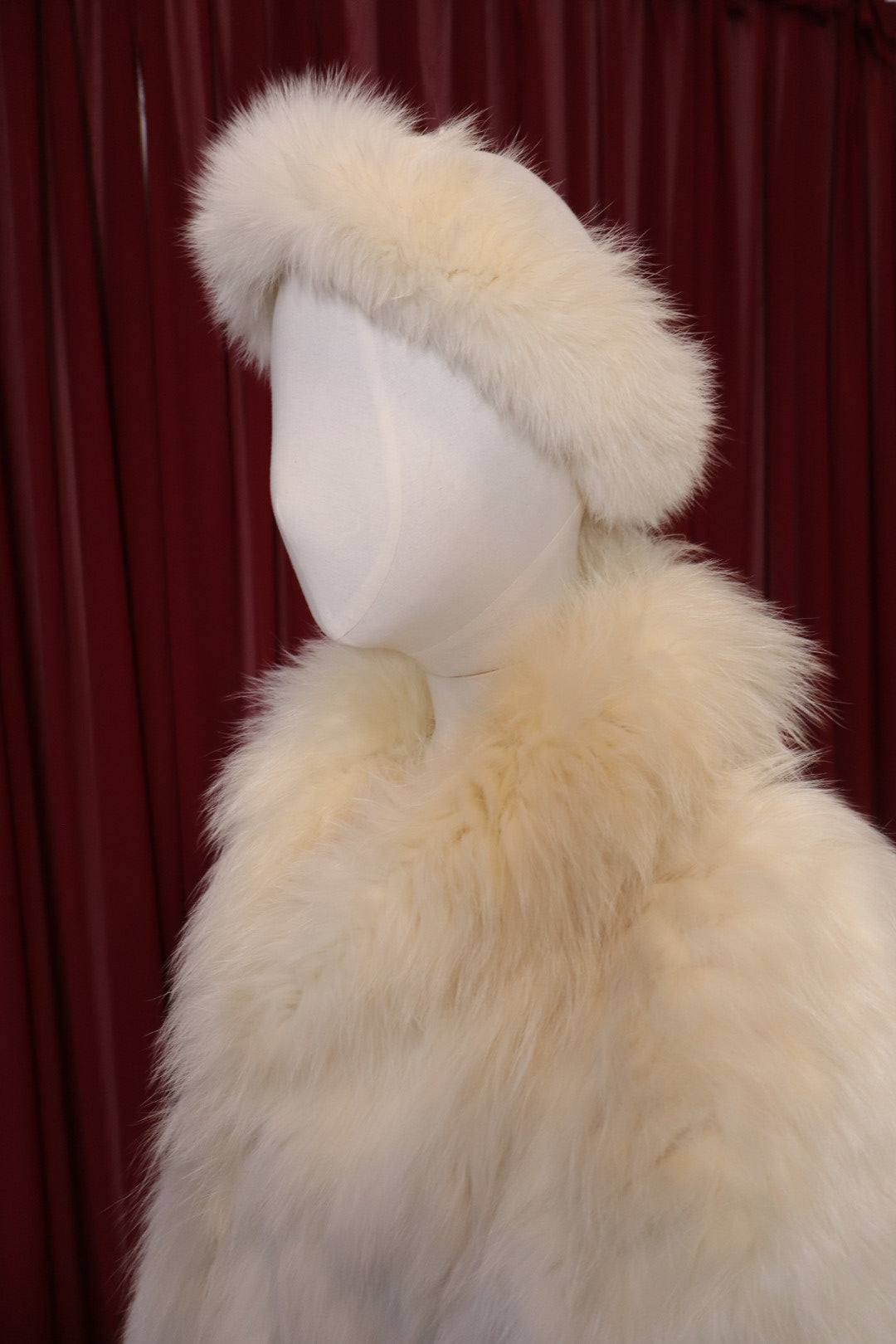 Luxurious white fox fur coat