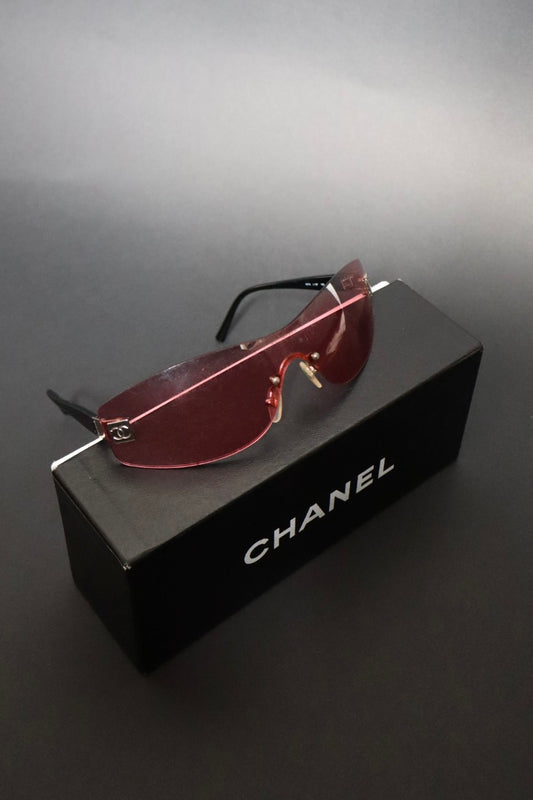 Chanel rimless pink sunglasses with logo on each side