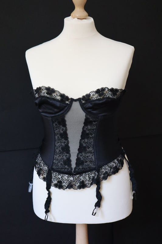 Black lace bustier size Large FR95C / EU80C / US36C, made in France