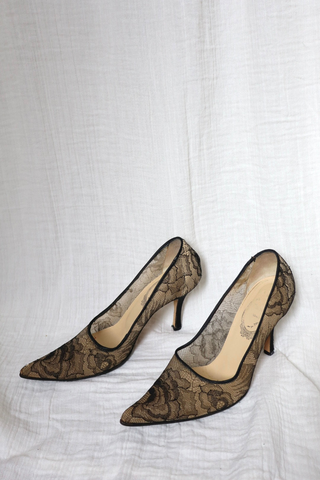 Rene Caovilla transparent lace heels size 38.5 (us 8)