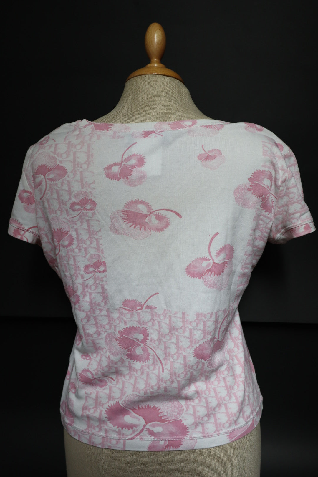 Dior by John Galliano S/S RTW 2004 girly collection T-shirt, pink cherryblossom oblique print size M/L