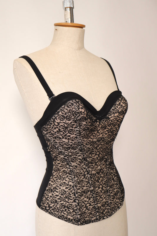 Black lace bustier - not see trough by Lou, size EU70D / FR85D / US34D