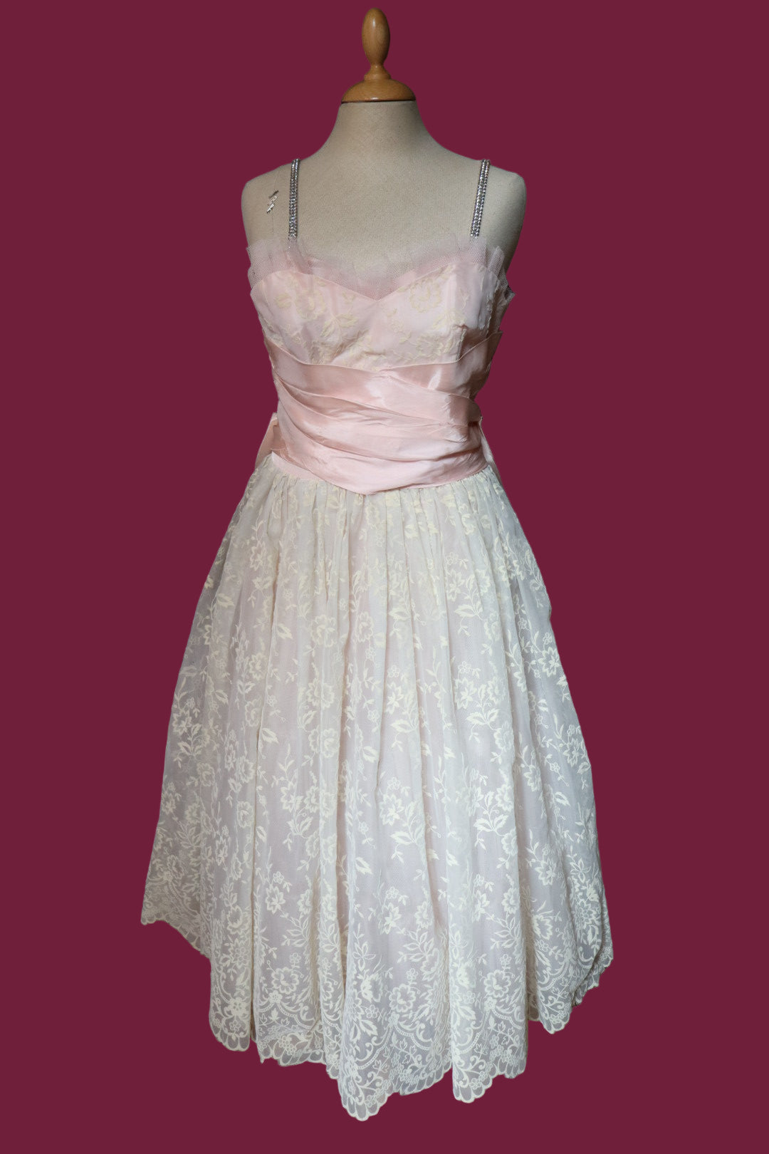 Rare 1950’s pink cocktaildress / ballgown size L