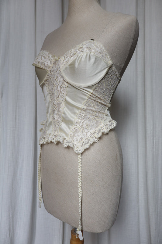 1970’s bustier size M, pale yellow, Made in USA