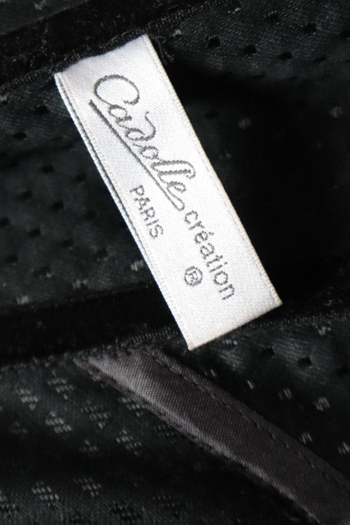 Black Cadolle corset with real fur trim - size L / XL