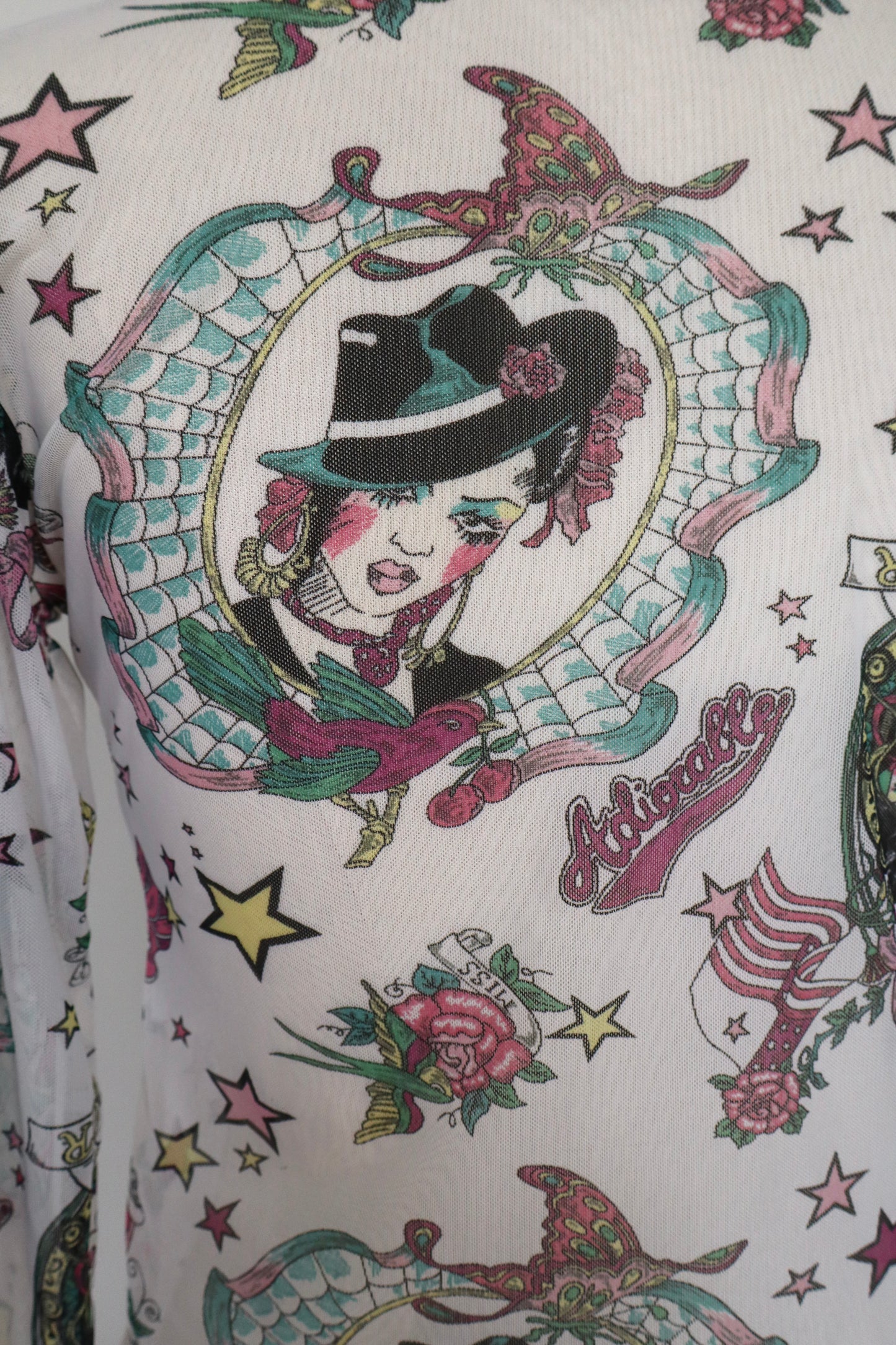 Dior by John Galliano S/S 2004 gypsy tattoo print see trough cardigan - size S up to L