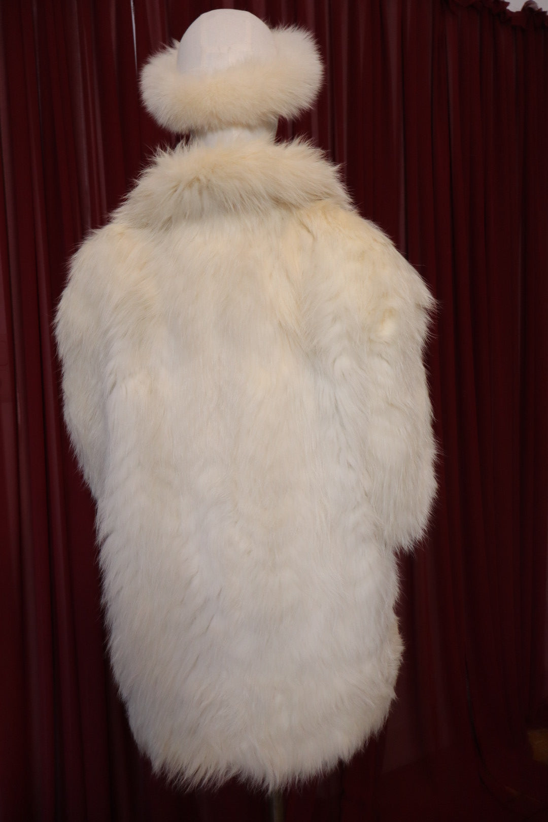 Luxurious white fox fur coat